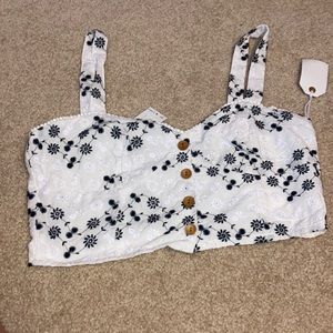 White floral crop top